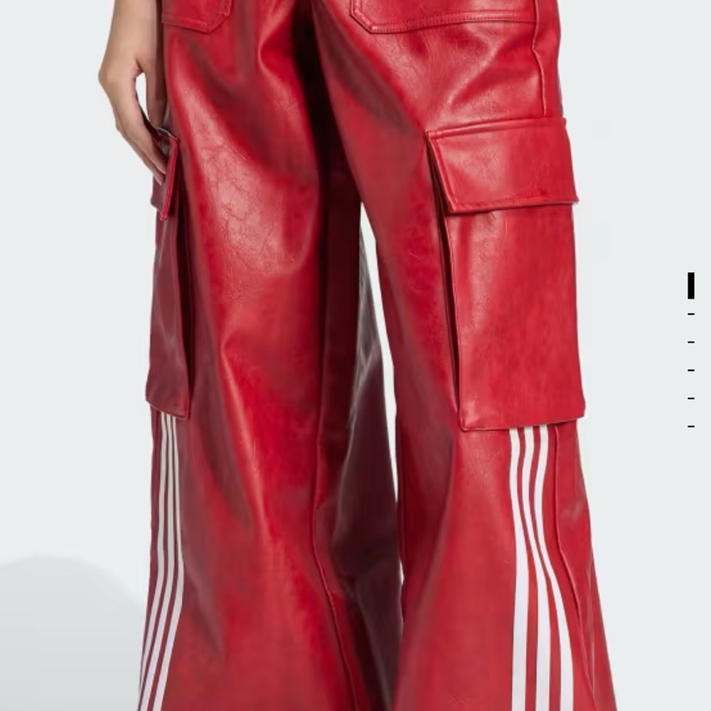Red Wide Leg Pants with White Stripes